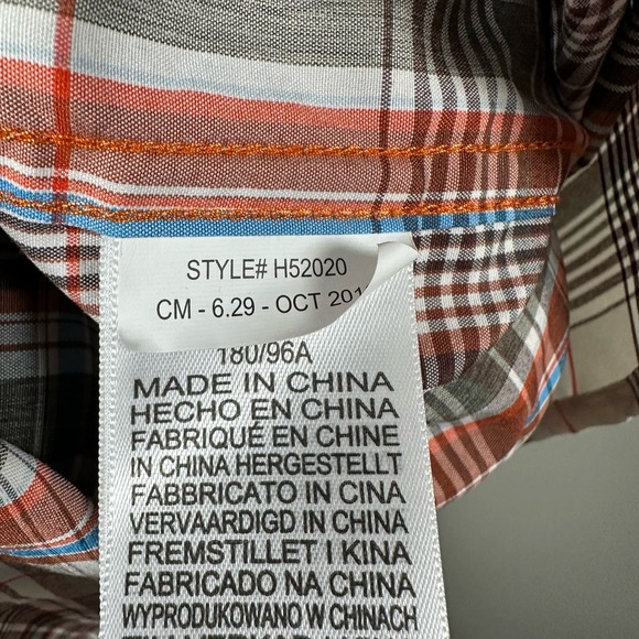 Marmot Large Tan Orange Gray Plaid Short Sleeve Button Up Shirt - Picture 4 of 5